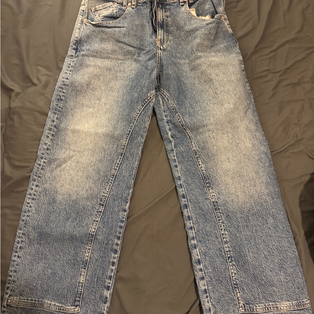 Free People Wide Leg Blue Denim Jeans